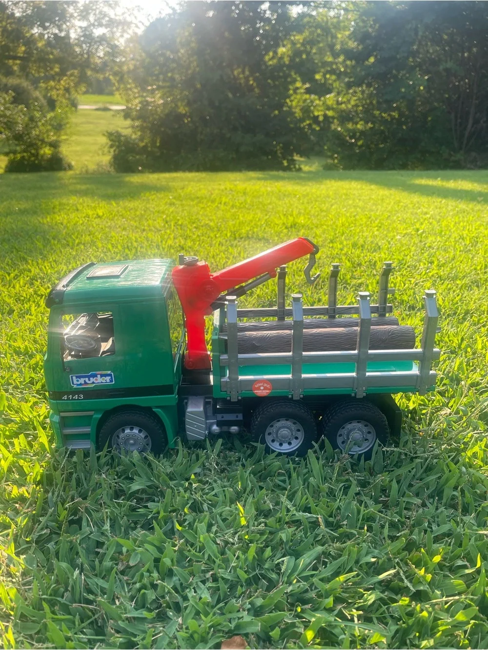Bruder Green & Red Log Transport Truck Toy